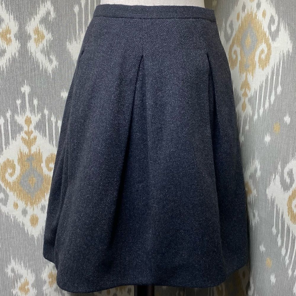 Ralph Lauren Charcoal Grey Camelhair Wool Blend Herringbone Tweed Pouf Skirt - Picture 6 of 16